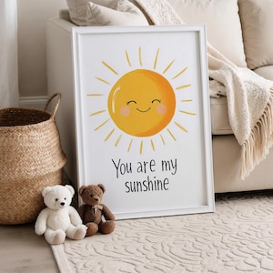 Eres mi sol, lámina artística para habitación de bebé, obra de arte bohemia imprimible de género neutro, decoración infantil para sala de juegos, póster infantil moderno de mediados de siglo