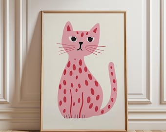 Cat Print, Fun Cat Nursery Decor, Kids Room Animal Wall Art, Playroom Poster, Gender Neutral Kids Room, Toddler Room, Instant Download