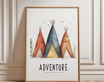 Woodland Adventure Art Print: Whimsical Nursery Decor (Digital Download)
