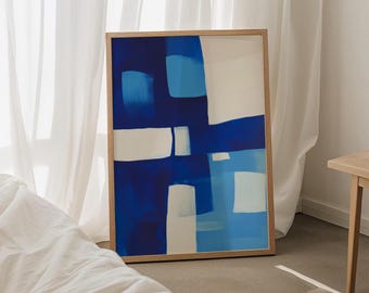 Abstract Blue Shapes Art Print: Modern Wall Decor (Digital Download)