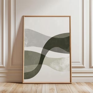 Modern Green Minimalist Printable Art, Abstract Mid Century Digital Poster, Contemporary Painting, Digital Download, Affordable Poster