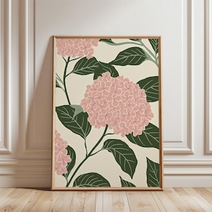Rosa botanische Blumen, Poster digitaler Download, Wanddruck, zart rosa abstrakte Blume, große druckbare Kunst, digitaler Download