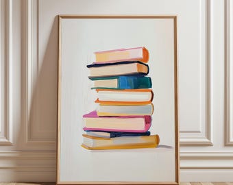 Colorful Books Print: Book Lover Trendy Wall Art (Digital Print)