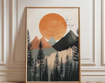 Bohemian Mountain Landscape Print: Scandinavian Wall Art (Digital Download)