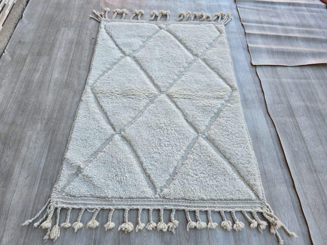 Super Wool Rug - Moroccan Plain White Rug - Custom Rug - Solid White ...