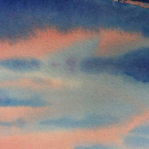 Original Watercolor Painting Ocean Dawn Sunrise on the Water image 3