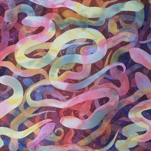 Original Watercolor Painting &quot;Snake Farm 2&quot; warm bright colors