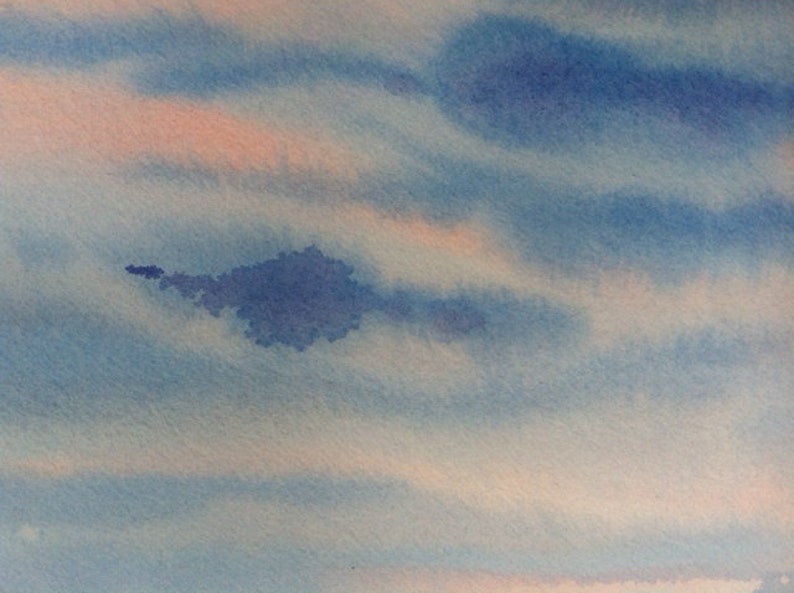 Original Watercolor Painting Ocean Dawn Sunrise on the Water image 4