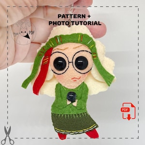 Mystic seeress felt doll. PDF pattern. DIY fortune teller plush toy