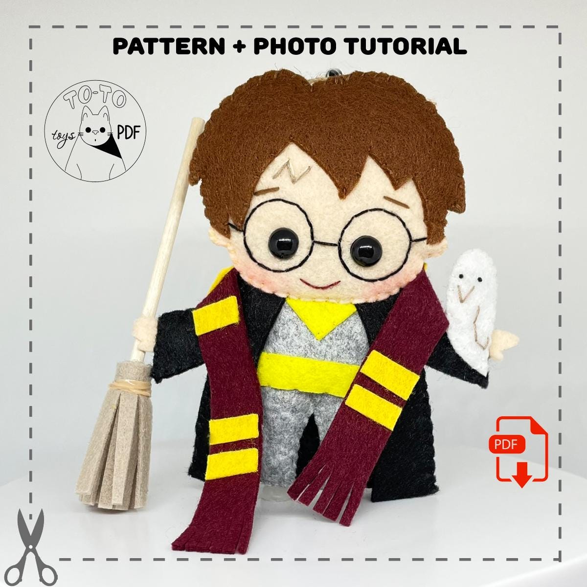 Wizard boy felt pattern. Sorcerer witch. Easy felt pattern