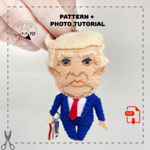 President of the USA. Patriotic plush president. Oval office character. Felt doll pattern