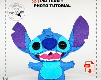 Digital felt doll pattern. Blue and pink aliens. Cartoon aliens
