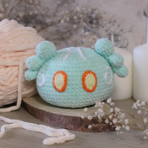 Anemo slime crochet pattern. Cute amigurumi slime for gamer