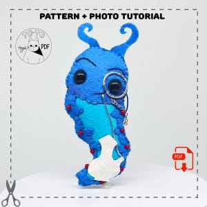 Caterpillar felt pattern. Anniversary gift cosplay sew pattern. Felt toy