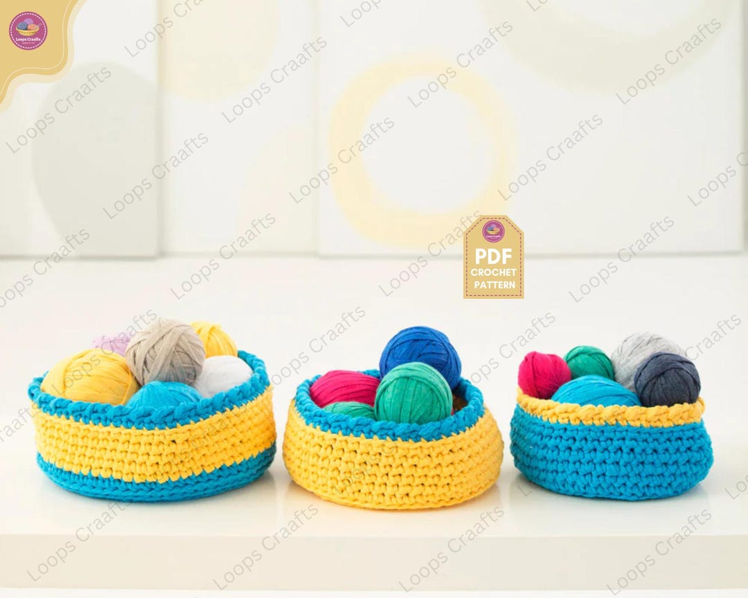 Crochet Bowl Pattern Nesting Bowls Crochet Storage Baskets DIY Home ...