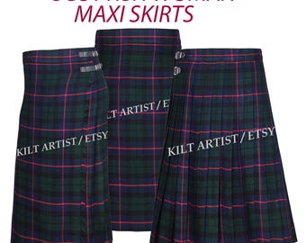 Scottish Tartan Maxi Skirt for Women - Floor Length Tartan Hostess Skirt -  70 Tartan Colors - Tartan Kilted Ladies Skirt - Made to Order