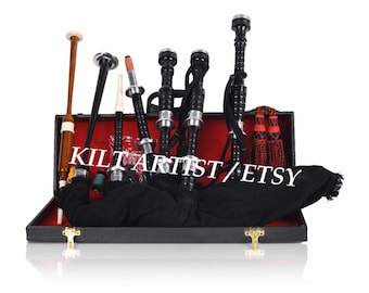 Scottish Great Highland Bagpipes - Full Size Silver Mounted Bagpipes - Traditional Highland Musical Instrument - 500+ Tartans Available