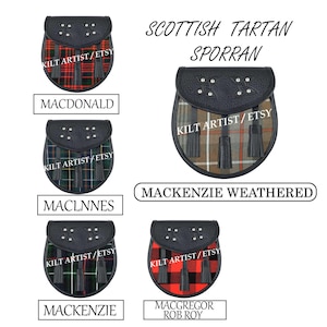 Scottish Premium Handmade - Clan Custom Semi Dress Sporran - 50 Plus Clan Tartan Auswahl - Keltischer Sporran - Kilt Sporran