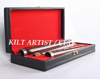 Flauta irlandesa marrón en Re - Juego de 3 flautas de palisandro - Flauta folclórica celta tradicional - Instrumento musical irlandés hecho a mano - Tamaño de regalo de 23.5"