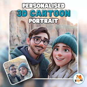 Custom Portrait, 3D cartoon portrait from photo, couple gift, pet portrait, faceless portrait, couple portrait, family portrait