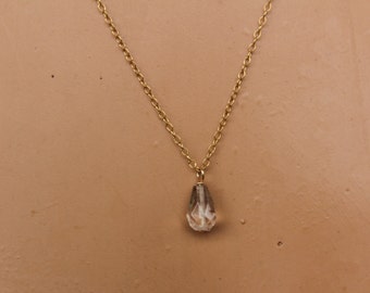 Small Quartz Necklace, Dainty Necklace, Quartz Pendant, Delicate, Quartz Briolette, Faceted, Layering Necklace, Layered, Minimalist
