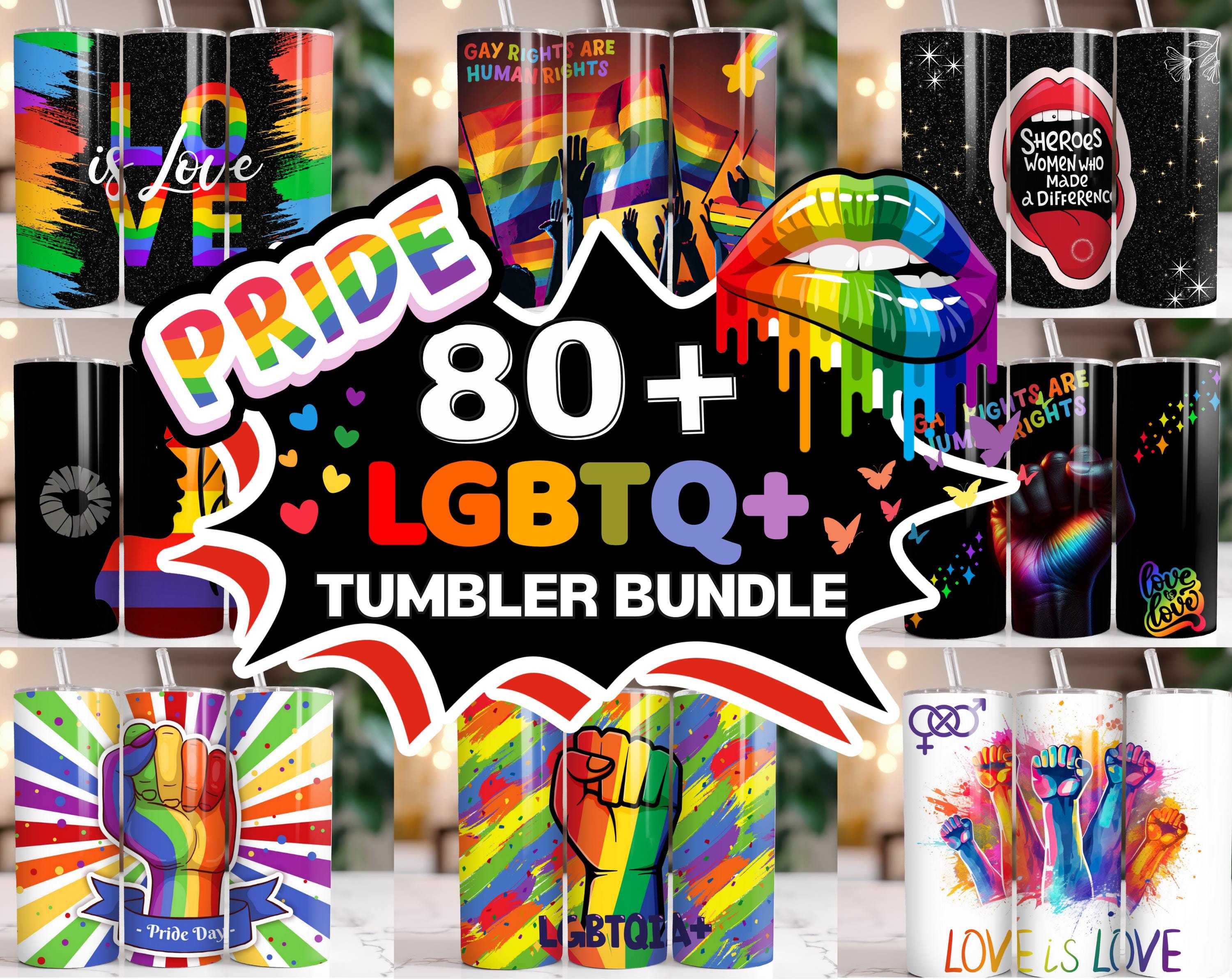 80+ LGBTQ Pride Tumbler PNG Bundle | Rainbow Tumbler Wraps | Love Wins Sublimation Designs | Digital Download | Gay Pride Cup Art