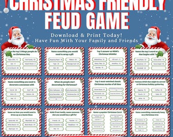 Game Christmas Family Feud Printable 150+ Question Cards, Holiday Party Pack Digital Download