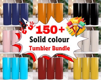 Solid Color Tumbler Sublimation Bundle – 150+ PNG Wraps | Trendy 20oz Minimalist Designs | Summer Fall DIY Crafts Gift Download