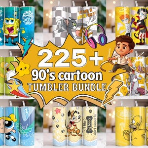 225+ 90s Cartoon Tumbler Designs | Retro PNG Wrap Bundle | Nostalgic Printable Drinkware | Funny TV Character Tumbler Sublimation Set