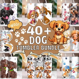 Plus de 40 papiers d&#39;emballage pour chien, 20 oz, format mince PNG | Citations amusantes sur les chiens, Sublimation pour les amis des animaux de compagnie, Dessins mignons de chiots, Impressions sur verres de maman de chien