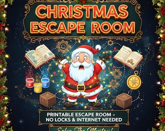Christmas Escape Room Printable – Save Santa DIY Kit | At-Home Print and Play Party Game for Kids, Family & Classroom | Instant Download