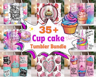 35+ Cupcake Tumbler PNG Bundle | Cute Cupcake Sublimation Designs | Sweet Dessert Tumbler Wraps for 20oz Skinny Tumblers | Instant Download