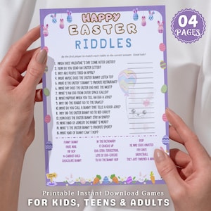 Easter Riddle Me This Game, Fun Easter Party Game, Easter Trivia and Jokes, Family Easter Activity, Printable Easter Game for Kids & Adults