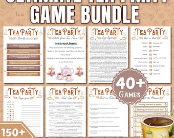 Tea Party Games Bundle | 40+ Printable Tea Party Games for Adults, Kids & Adults | Bridal Shower, Baby Shower, Birthday Party Activities PDF