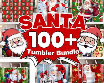 Tumbler Wraps 20oz Skinny Santa Christmas Bundle, 100+ Sublimation Designs Digital Download