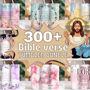 300+ Bible Verse Tumbler Designs Bundle | Christian PNG Wraps for 20oz Tumblers | Scripture Sublimation Templates | Bible Faith Set