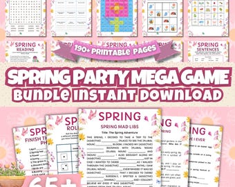 Spring Games Bundle 65+ Printable Party Activities for Adults, Kids, Seniors | Seasonal Fun, Trivia, Riddles, Icebreakers, Family & Office
