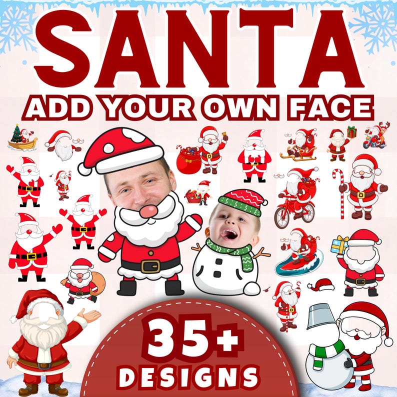 Santa Add Your Face Bundle – 35+ Editable Christmas Templates, Face-in ...