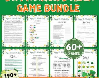 Ultimate St. Patrick’s Day Mega Game Bundle, Printable Instant Download Party Games for Kids, Teens & Adults, 60+ Games, 190+ Printable Page