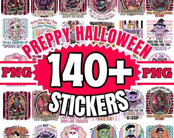 Halloween Shirt Design Bundle, 140+ Cute Preppy PNG Graphics for Sublimation and Crafting