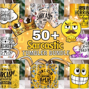 50+ Sarcastic Tumbler Wraps Bundle PNG | Funny Sublimation Designs for 20oz Tumblers | Snarky Quotes, Sassy Sayings, Instant Download