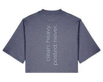Clean Heavy. Posted Never. | Women's Cropped Gym T-Shirt | Pump Cover Crop Top | Powerlifting CrossFit Slogan Tee | Printed in UK