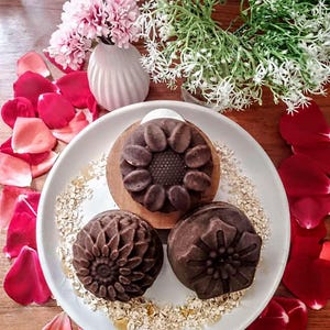 Chocolate Vanilla Flower Soap, Handmade