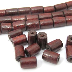 20 wooden beads - Tibetan burgandy wine color wooden beads from Nepal 6-7 mm long -NB149