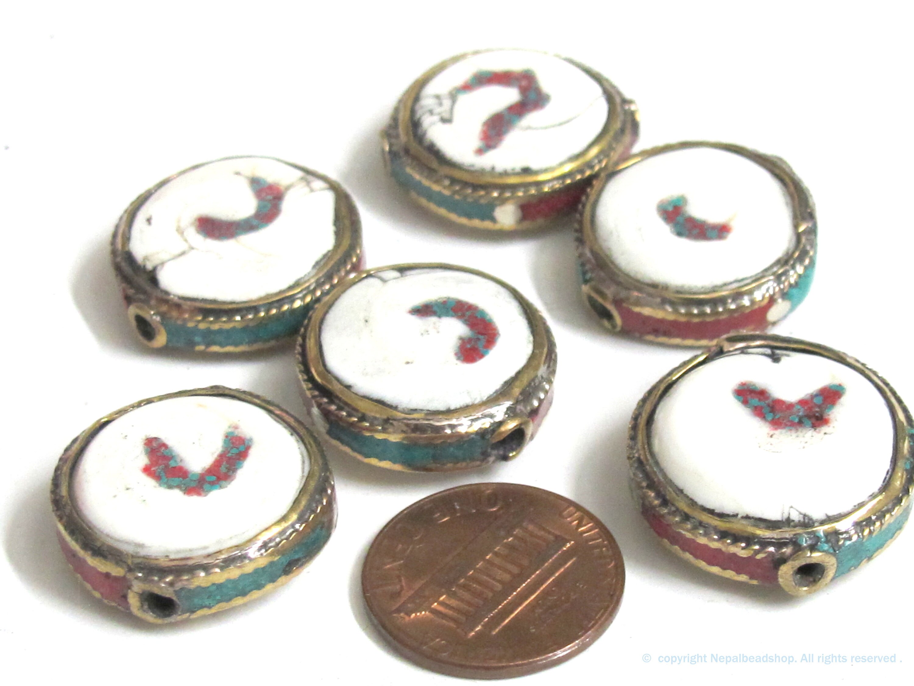 2 Beads Round Disc Shape Tibetan Brass Encased Tribal Naga - Etsy