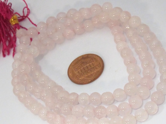 108 natural quartz beads - Rose quartz gemstone beads 6 mm mala making supplies from Nepal -  ML056