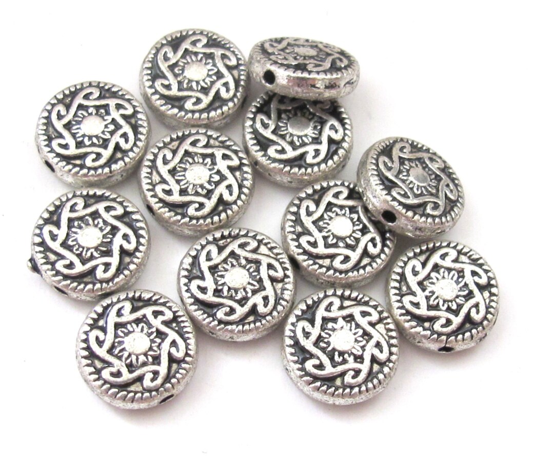 Round Disc Shape Silver Finish Dual Sided Sun Rays Design - Etsy