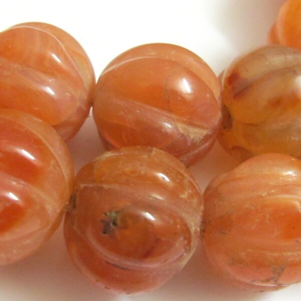 Vintage Nepal Himalayan Carnelian melon bead - 1 bead  - GM026