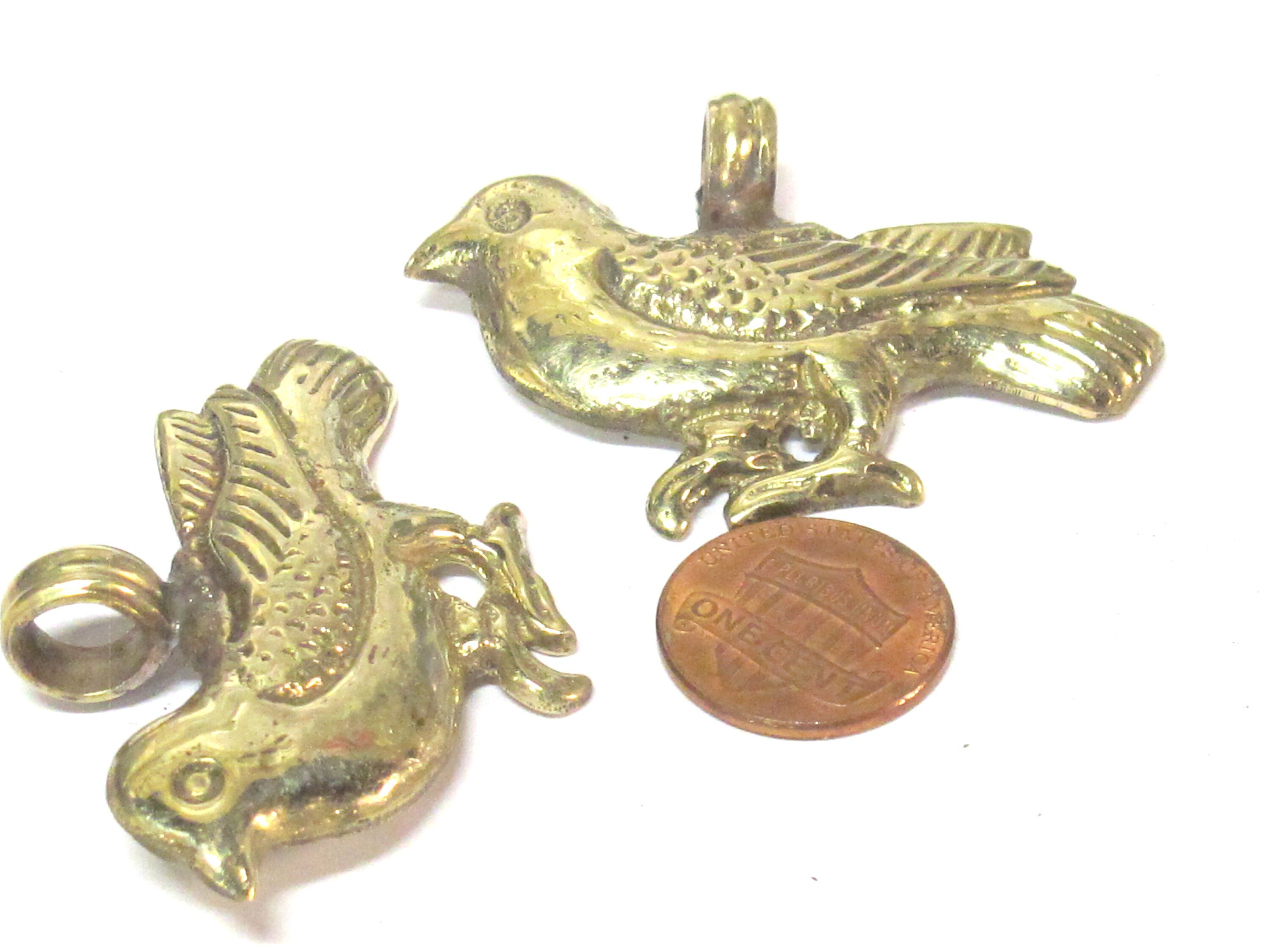 1 Pendant Medium size solid brass bird pendant with reverse Etsy