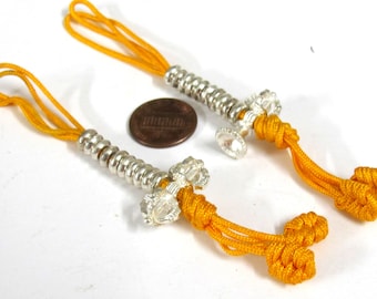 2 counters -One Set- Tibetan silver color plated mala counter on a yellow cord dorje vajra tibetan mala counter set - GB007K